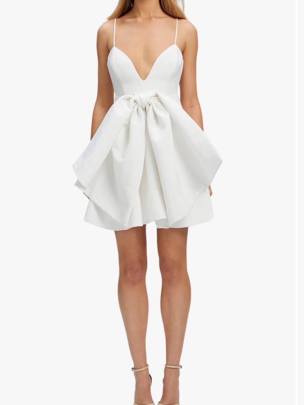 Elegant White Bow-Front Mini Dress